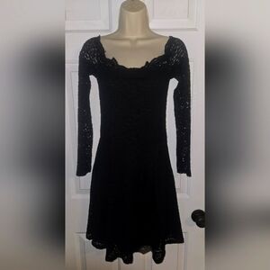 Hollister Black Long Sleeve Crochet Dress, Juniors Size M